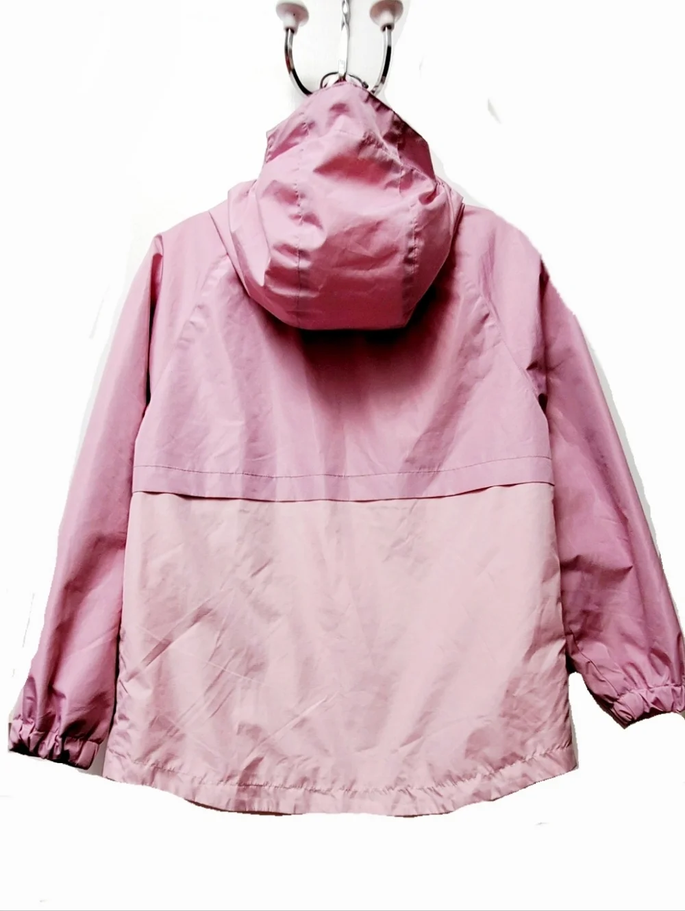 Eddie Bauer Kids Pink Color Block Lightweight Zip Up Jacket Hood Sz M 10-12 Yrs